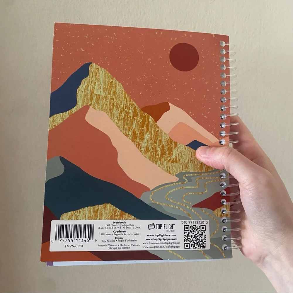Boho Desert Landscape Print Colorful Lined Journal Notebook